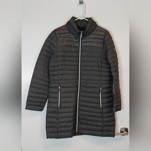 Michael Kors Dark Gray Packable Down Fill Puffy Coat Hidden Hood Size Large
